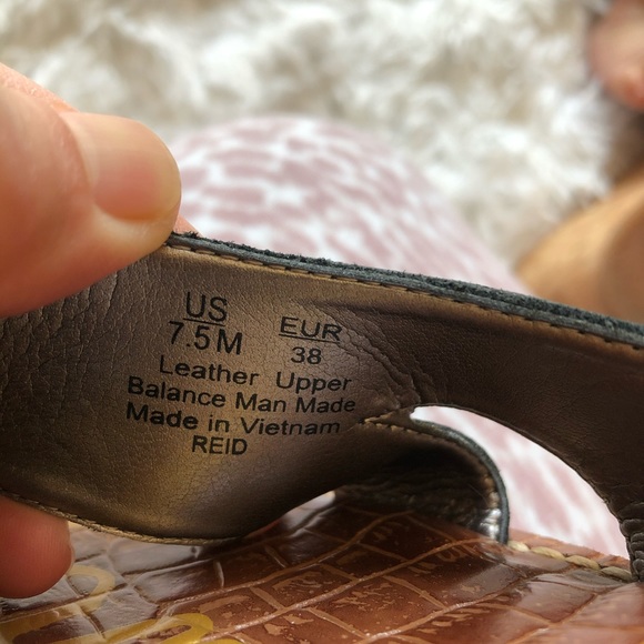 Sam Edelman Reid Sandals Black Wedge Slip On 7.5M - Picture 5 of 8